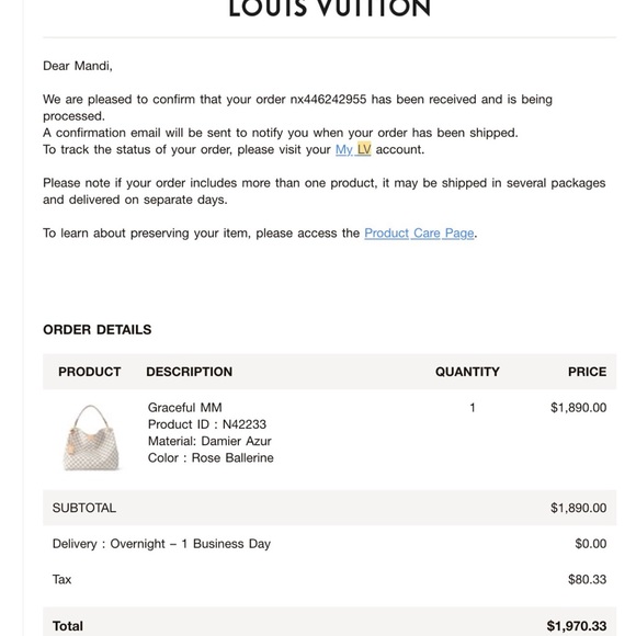 Authentic Louis Vuitton Graceful MM Tote Bellarina – Excellent Condition - Picture 12 of 13